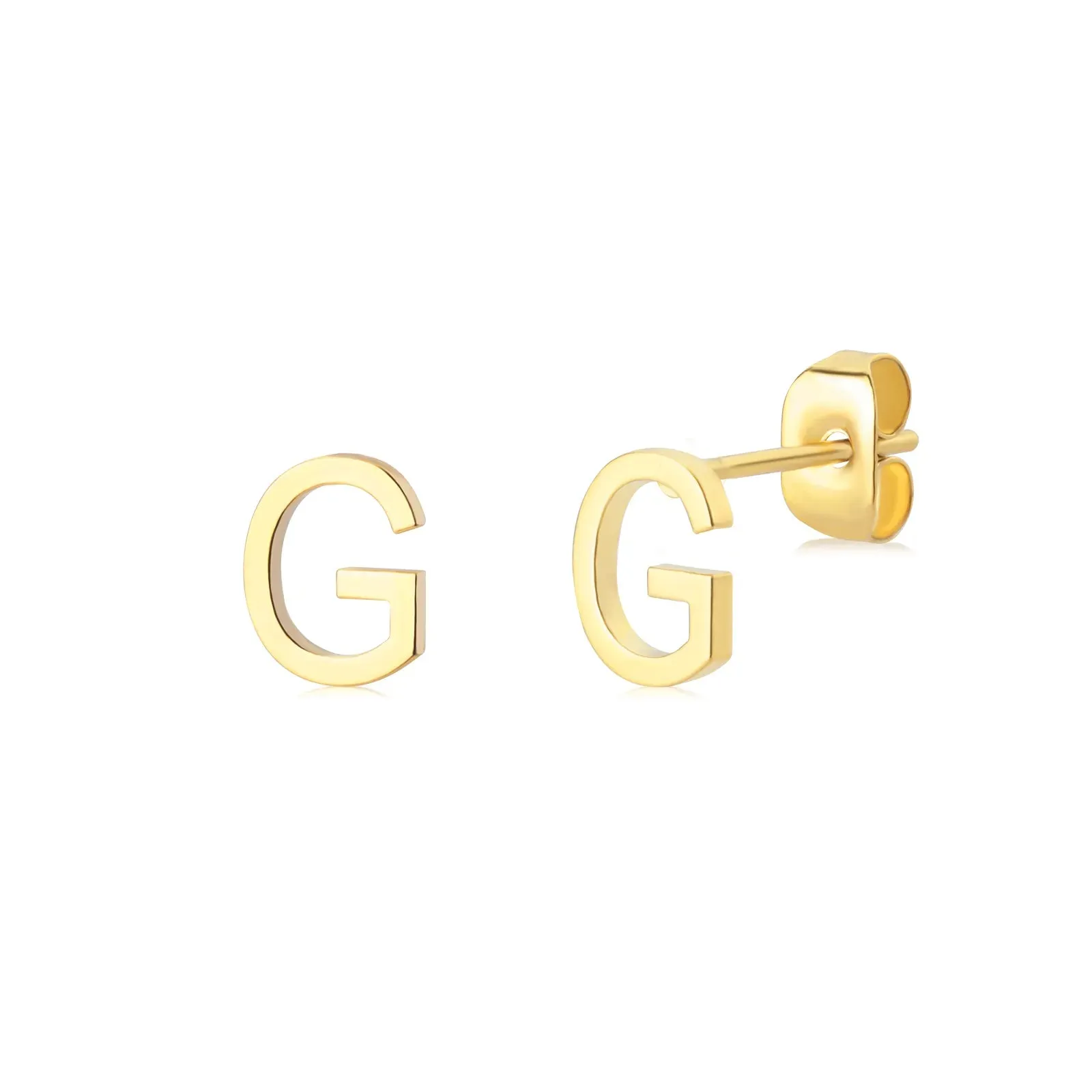 Minimalist Initial Letter Studs Earrings (Water Proof Jewellery)