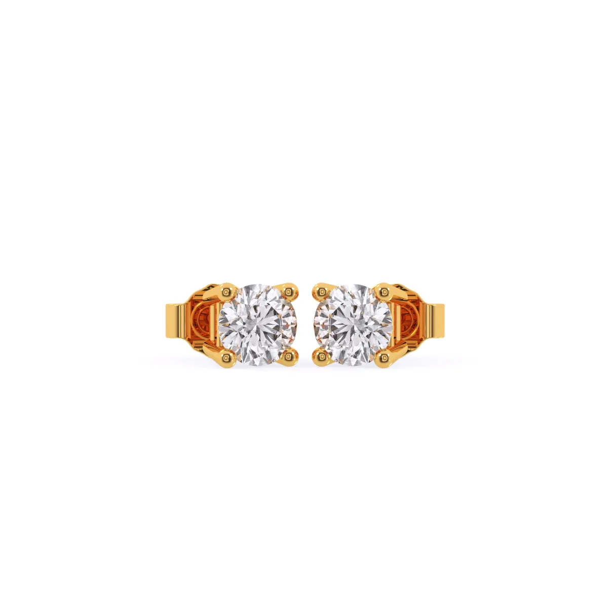 Minimalist Round Solitaire Diamond Stud Earrings