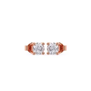 Minimalist Round Solitaire Diamond Stud Earrings