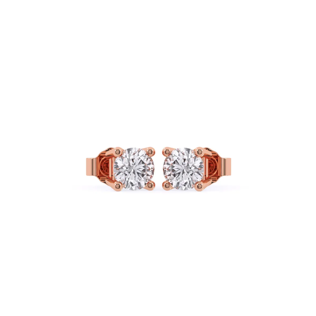 Minimalist Round Solitaire Diamond Stud Earrings