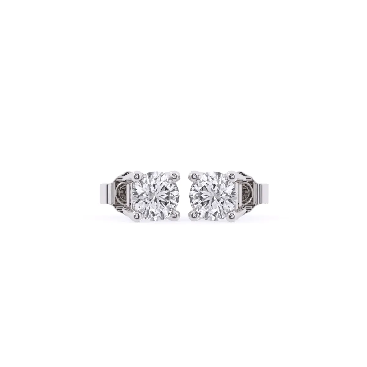 Minimalist Round Solitaire Diamond Stud Earrings