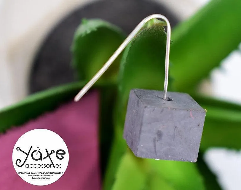 minimalistic geometric studs earrings concrete