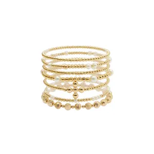 Mixed Pearl and Gold Beaded Bracelet Set