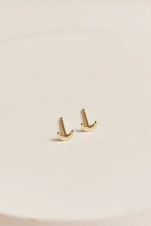 Moon Stud Earrings Gold