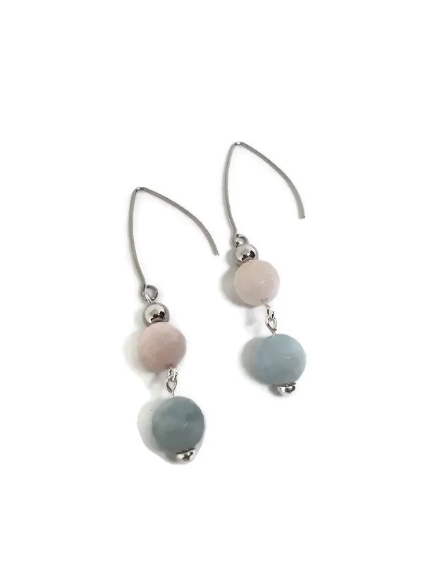 Multi-Color Faceted Beryl Bead Earrings with Stainless Steel Accent Beads