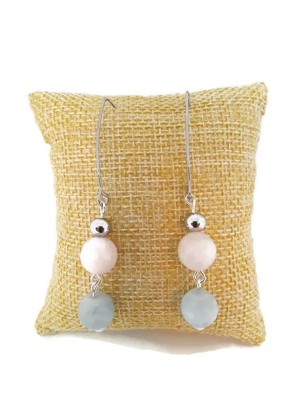 Multi-Color Faceted Beryl Bead Earrings with Stainless Steel Accent Beads