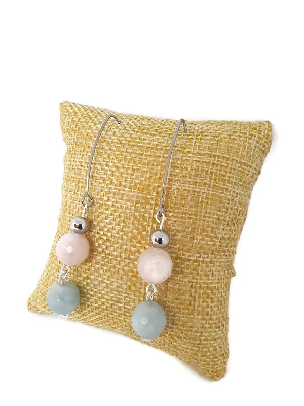 Multi-Color Faceted Beryl Bead Earrings with Stainless Steel Accent Beads