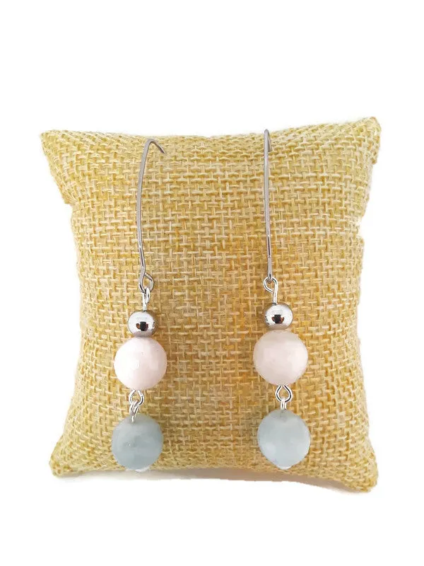 Multi-Color Faceted Beryl Bead Earrings with Stainless Steel Accent Beads