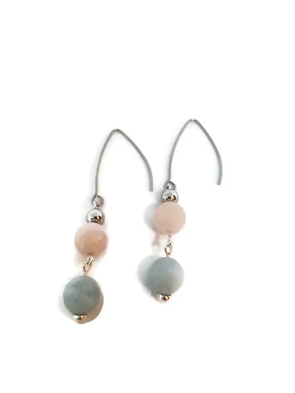 Multi-Color Faceted Beryl Bead Earrings with Stainless Steel Accent Beads