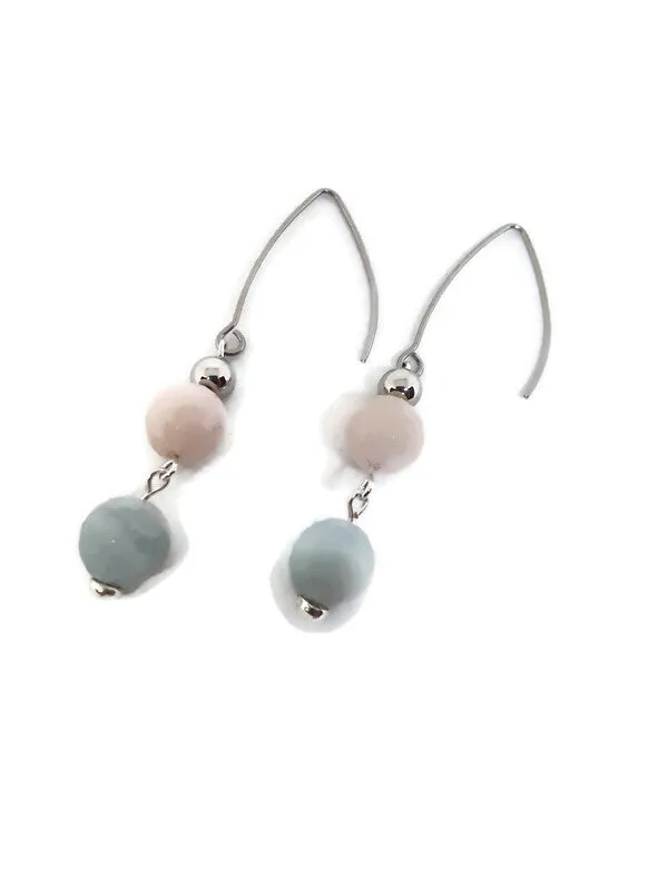 Multi-Color Faceted Beryl Bead Earrings with Stainless Steel Accent Beads
