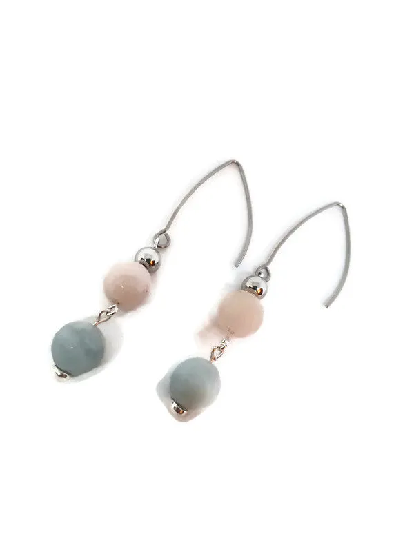 Multi-Color Faceted Beryl Bead Earrings with Stainless Steel Accent Beads
