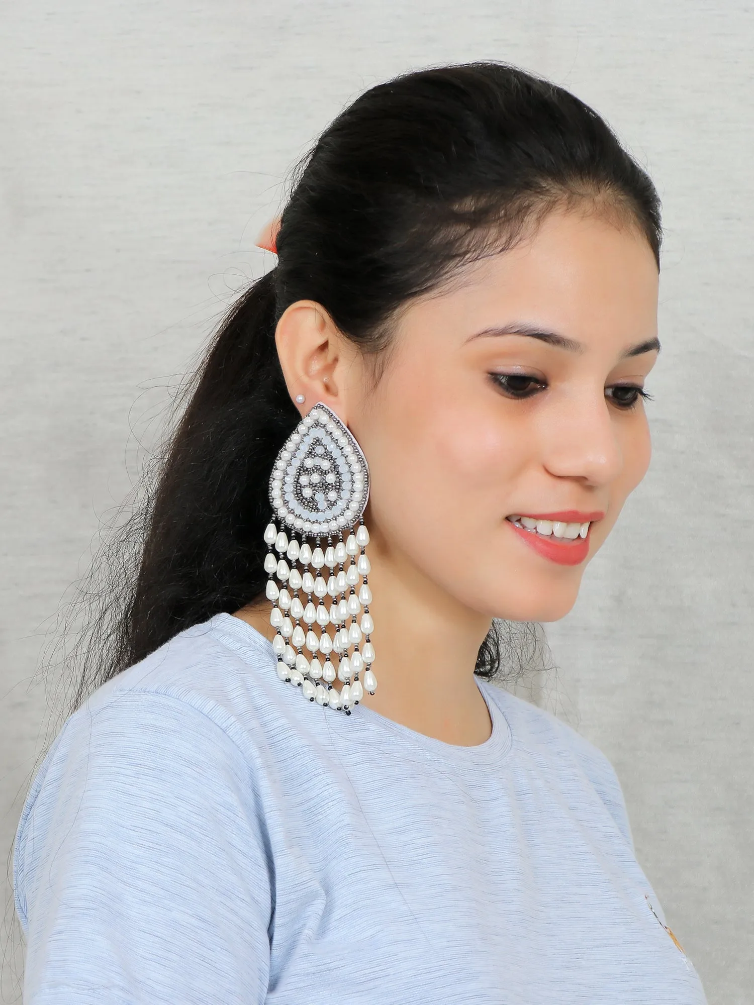 Nargis Pearl Tassel Earrings - Handmade Chic for Women and Girls