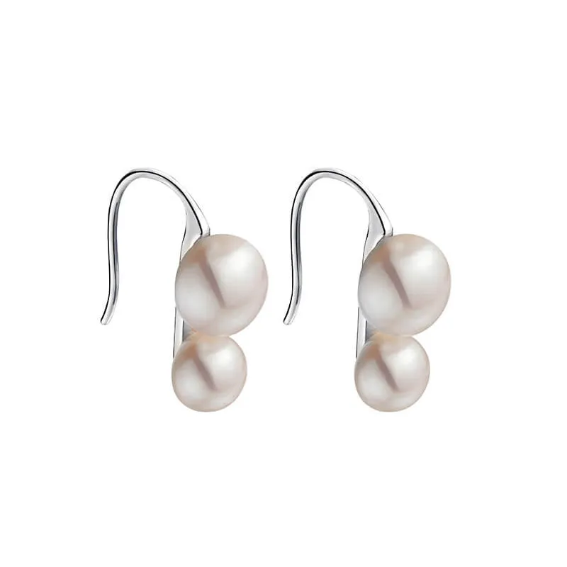 Natural Dual Pearls Drop Earrings