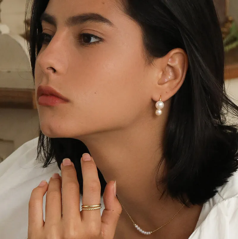 Natural Dual Pearls Drop Earrings
