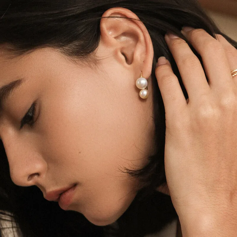 Natural Dual Pearls Drop Earrings