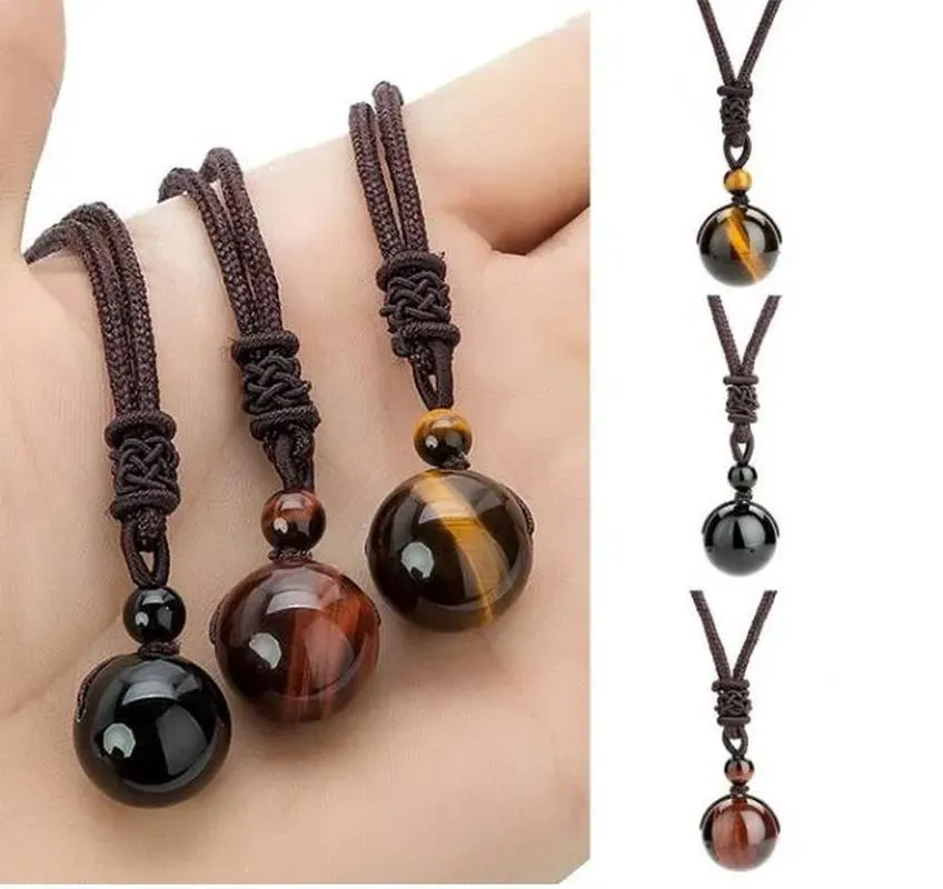 Natural Tiger Eye Stone Necklace for Women Men High Quality Round Beads Pendants Necklaces