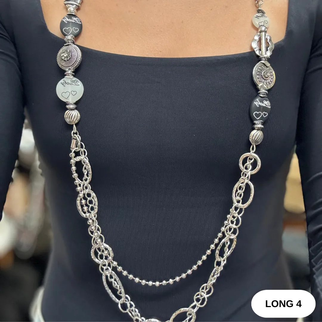 Necklace Long Silver/Bead