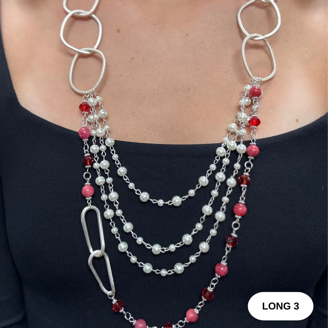 Necklace Long Silver/Bead