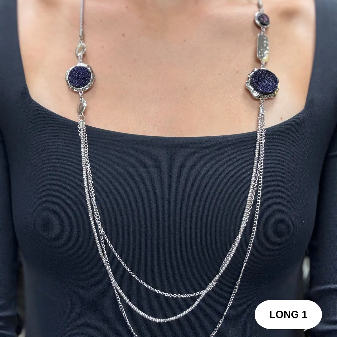 Necklace Long Silver/Bead