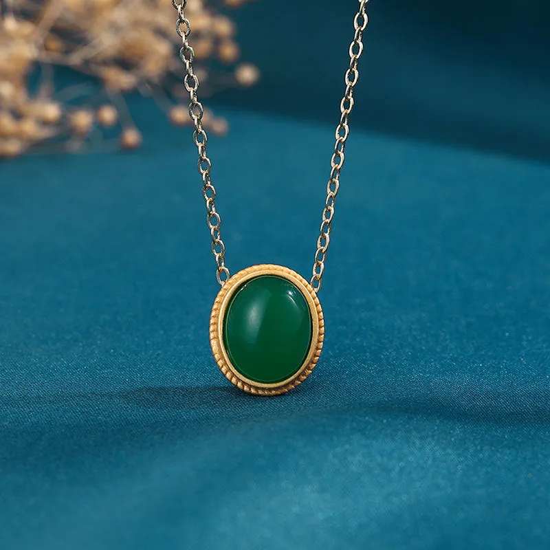 New in vintage natural Hotan Jade round necklace pendant
