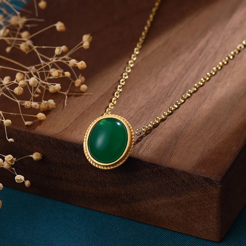 New in vintage natural Hotan Jade round necklace pendant