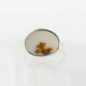 No. 124 - Silver Dendritic Agate Ring - Size R No. 124 - Silver Dendritic Agate Ring - Size R
