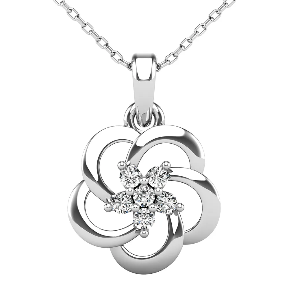Open Flower Diamond 1/10 Ct.Tw. Pendant
