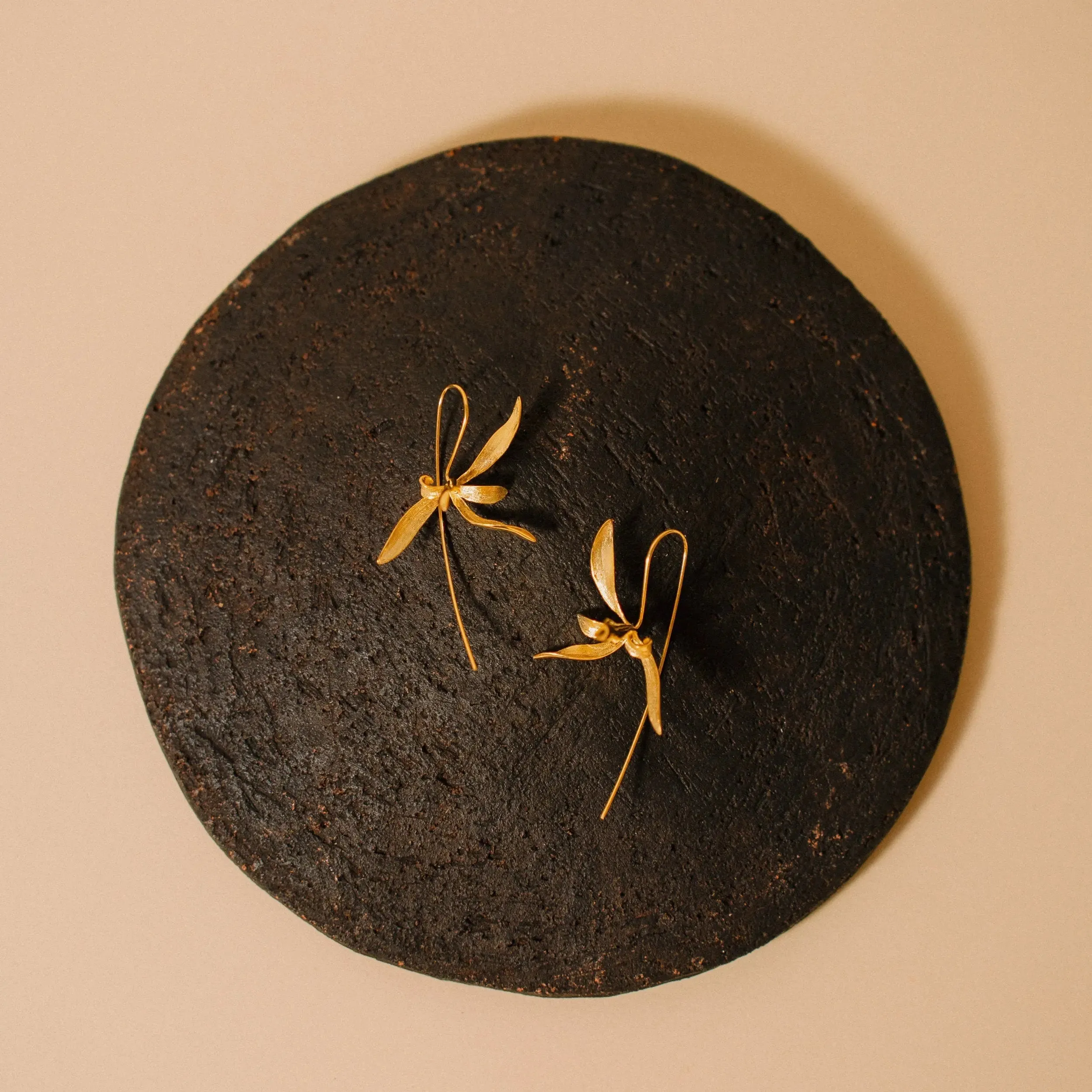 Orchid Earrings - Elegant Gold Floral Earrings