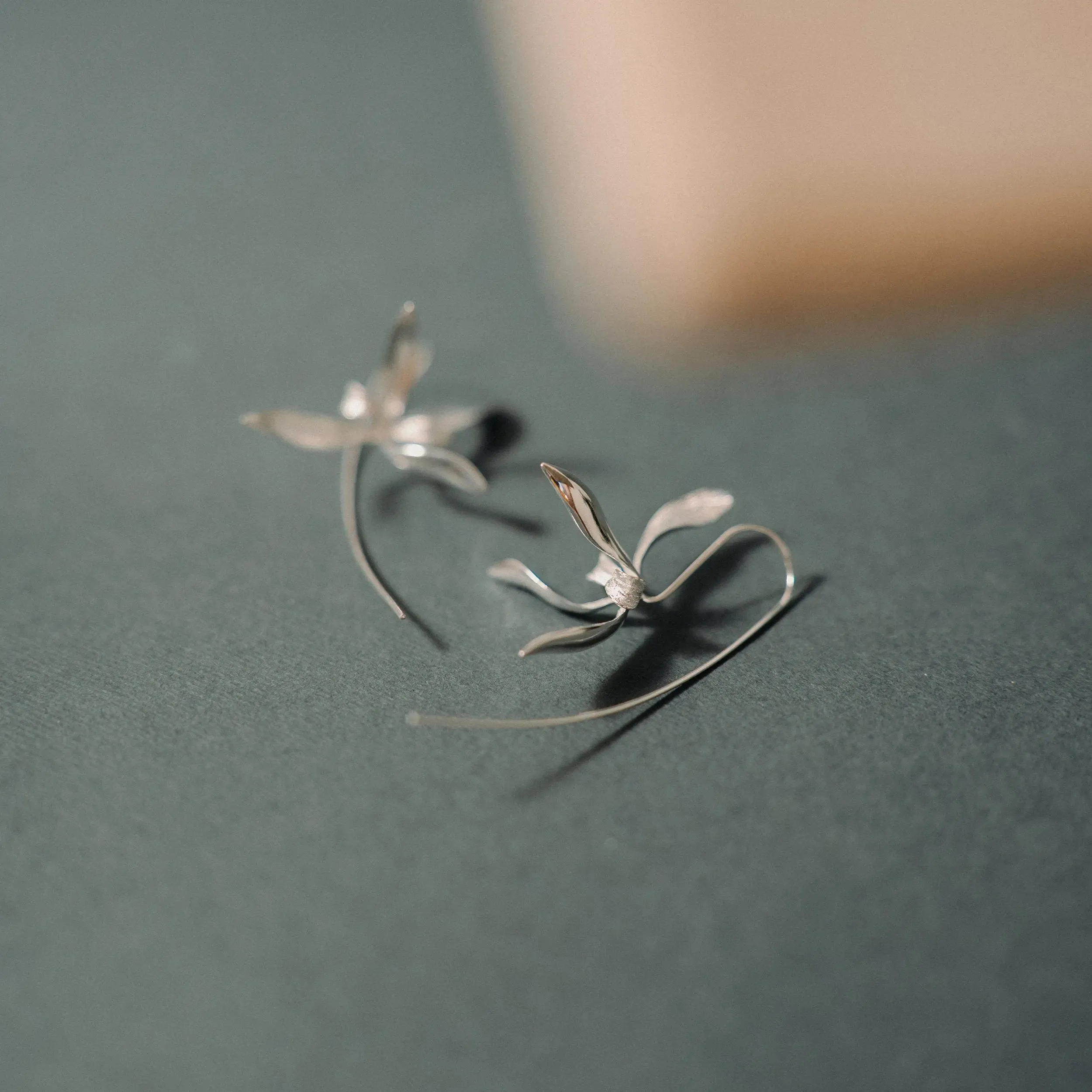 Orchid Earrings - Elegant Gold Floral Earrings