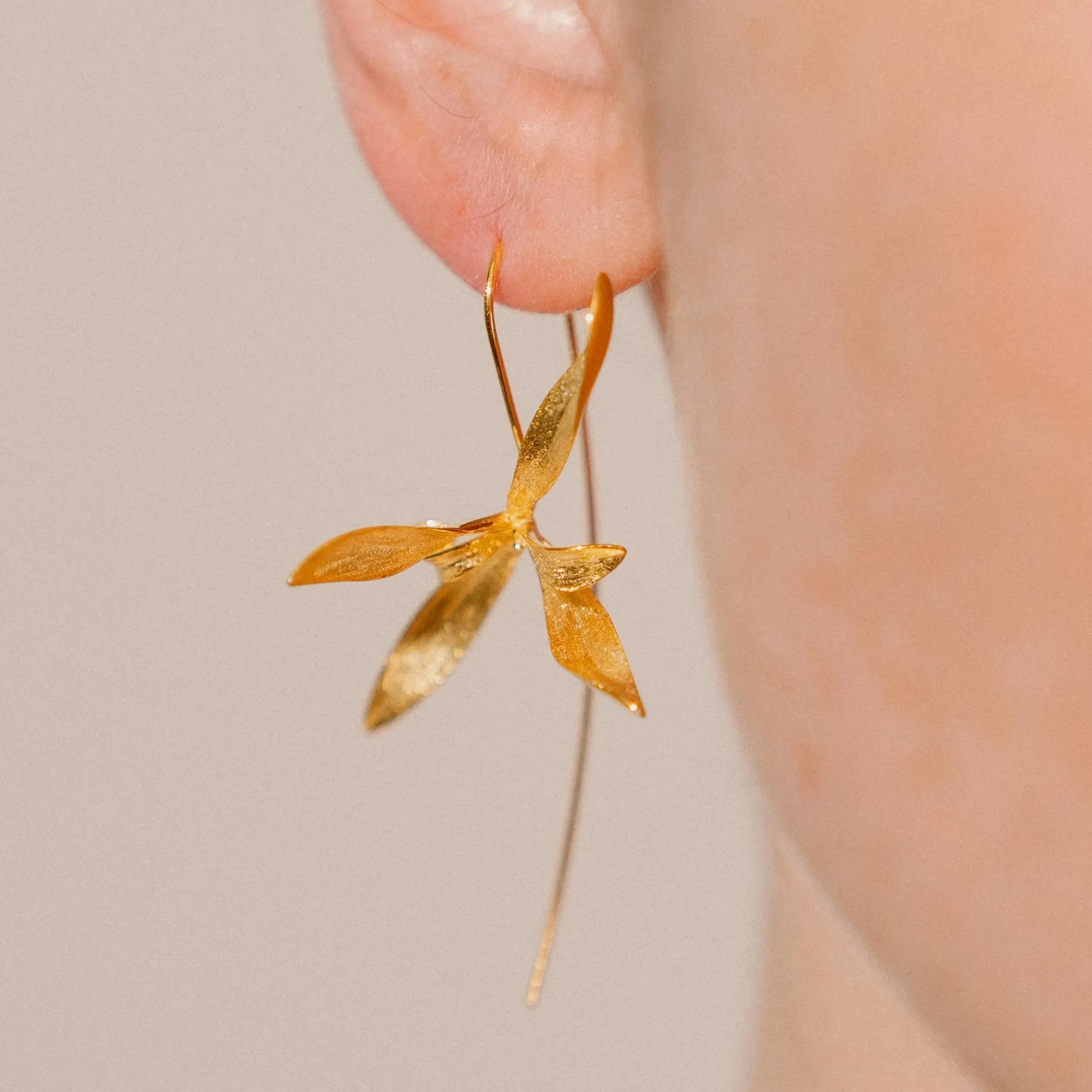 Orchid Earrings - Elegant Gold Floral Earrings