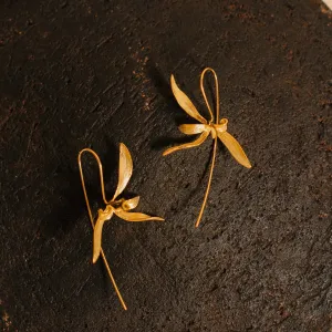 Orchid Earrings - Elegant Gold Floral Earrings