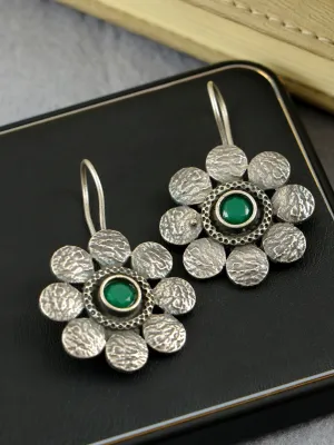 Oxidised Silver Floral Earrings for Women