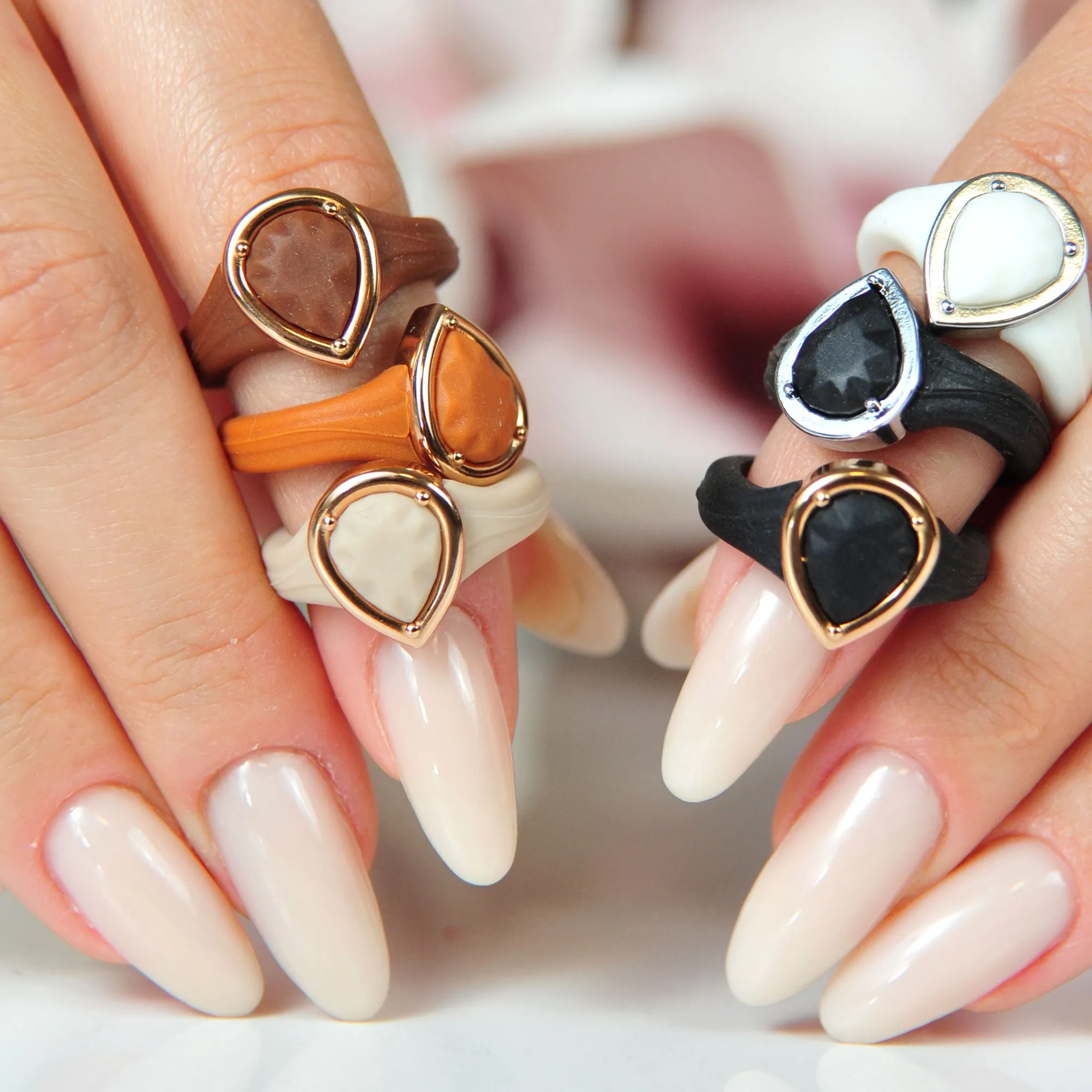 Pear Collection - Silicone Rings with Metal Frame
