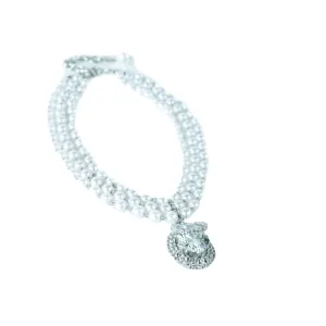 Pearl And Oval Jewel Pendant Dog Necklace