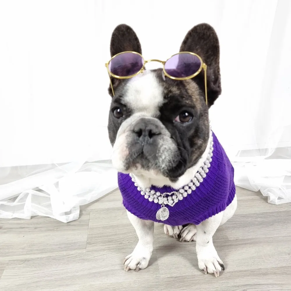 Pearl And Oval Jewel Pendant Dog Necklace