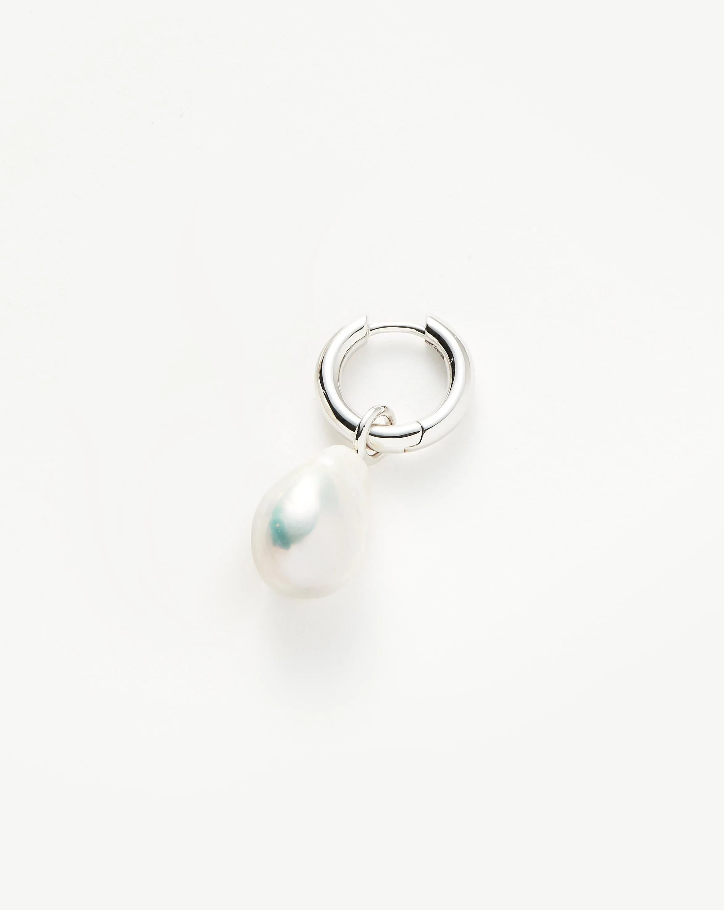 Pearl Drop Single Tunnel Hoop Earring