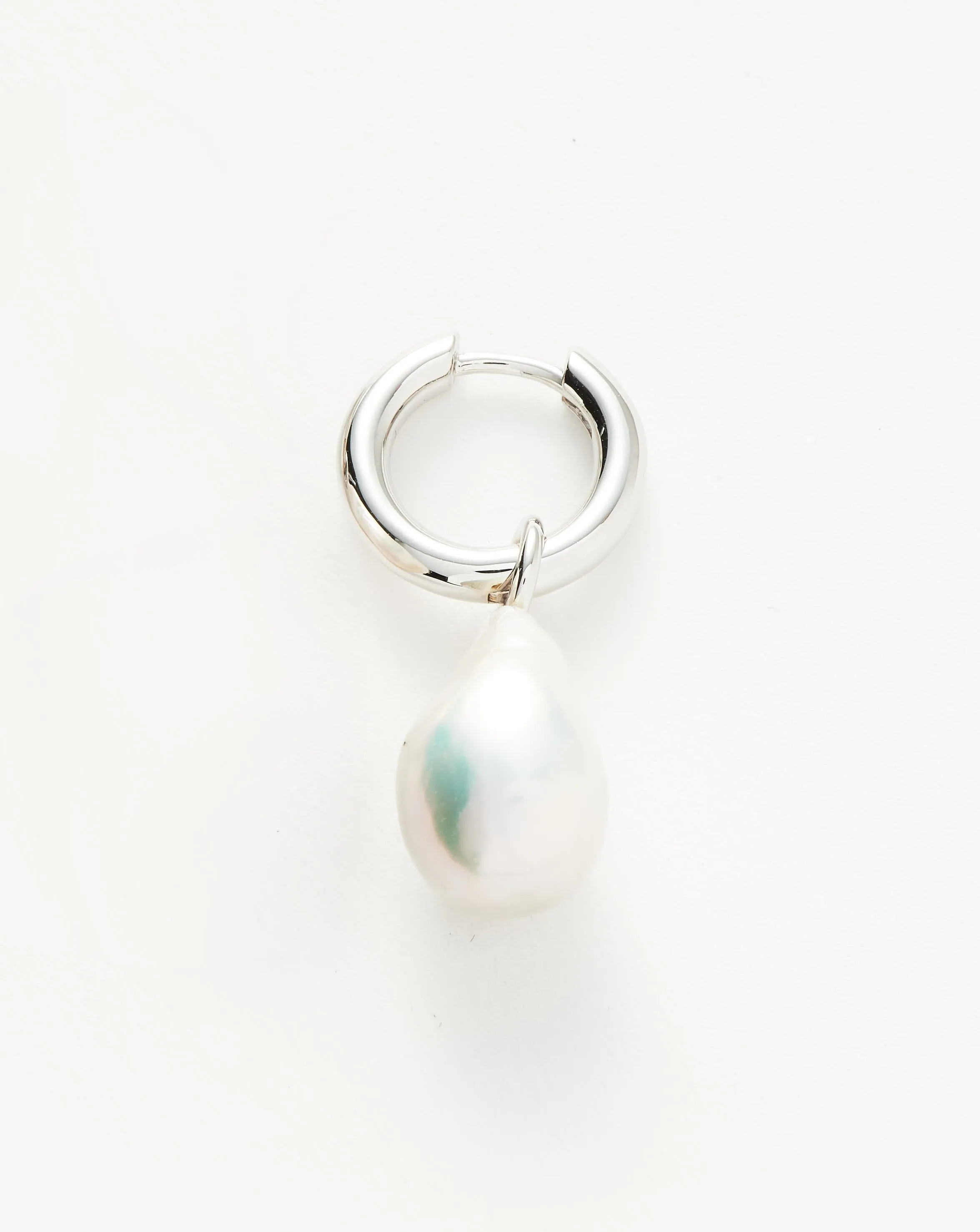 Pearl Drop Single Tunnel Hoop Earring