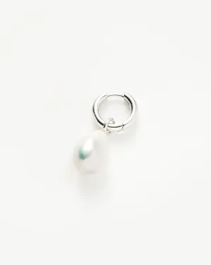 Pearl Drop Single Tunnel Hoop Earring