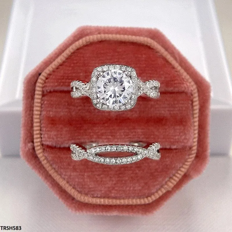 Pen-Collin Couple Engagement Zircon Ring