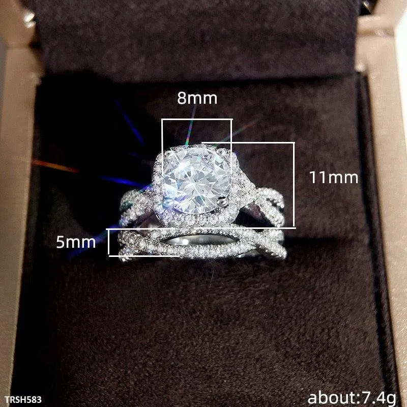 Pen-Collin Couple Engagement Zircon Ring