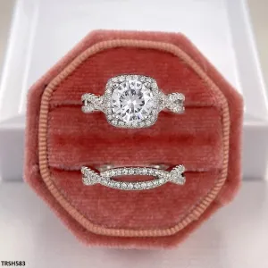 Pen-Collin Couple Engagement Zircon Ring