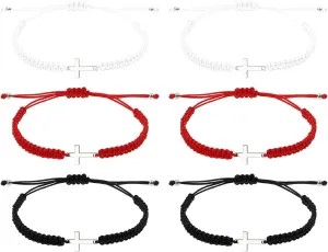 PENTA ANGEL Friendship Cross Bracelets Bulk for Adults 6Pcs Handmade Braided Adjustable Lucky String Bracelets Faith Hope Blessed Protection Strap Bangle for Women Men Easter Baptism
