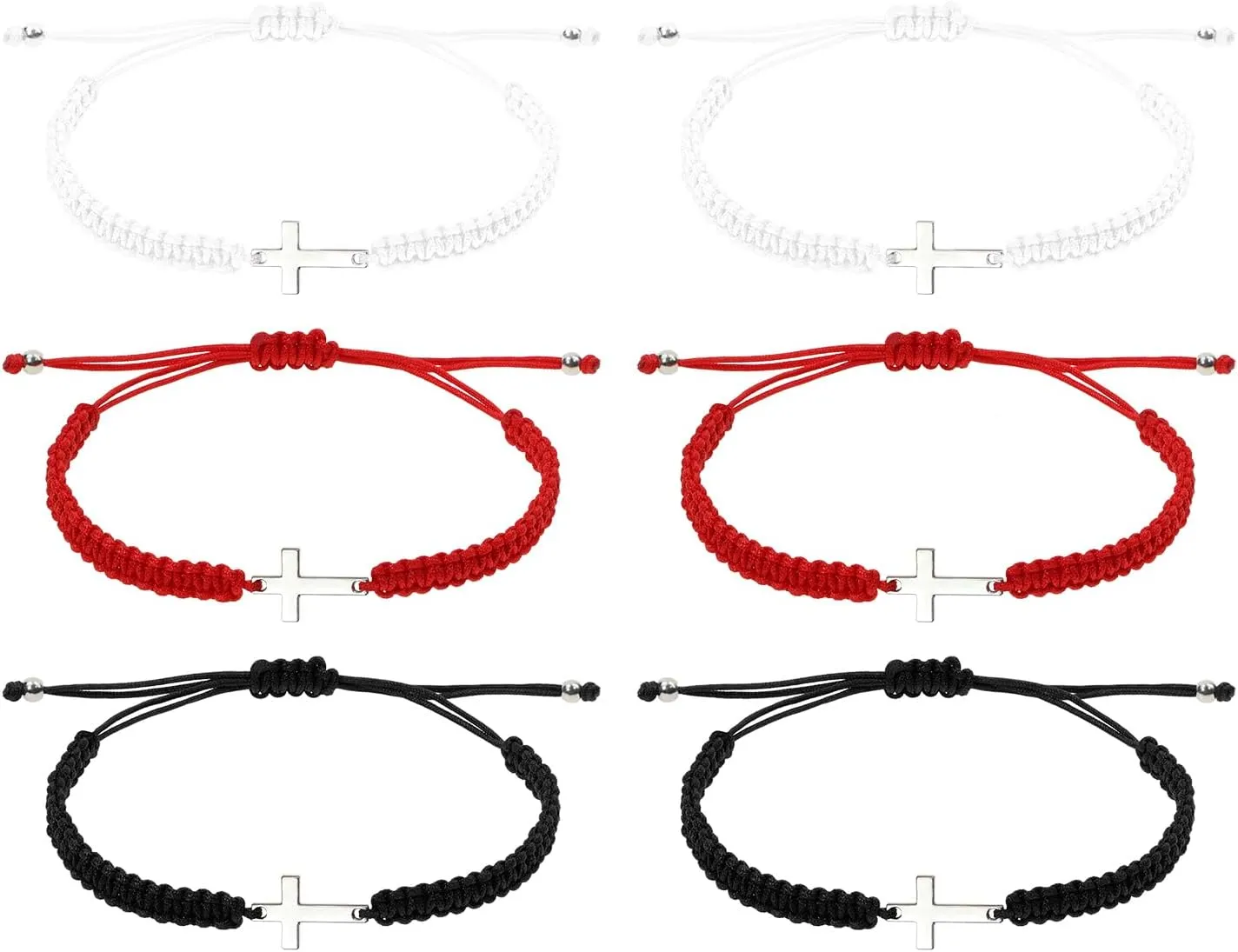 PENTA ANGEL Friendship Cross Bracelets Bulk for Adults 6Pcs Handmade Braided Adjustable Lucky String Bracelets Faith Hope Blessed Protection Strap Bangle for Women Men Easter Baptism