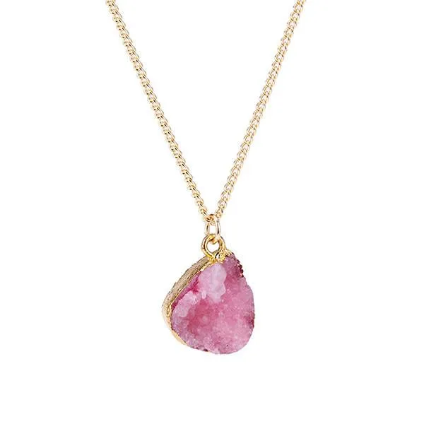 Pink Druzy Stone Necklace