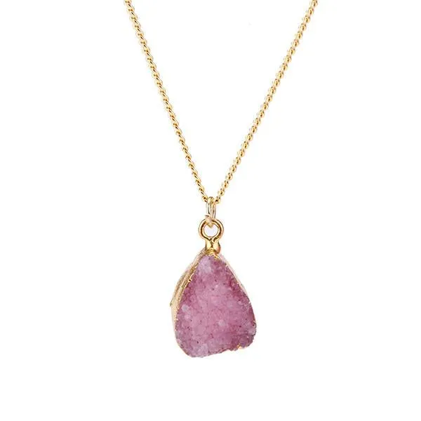 Pink Druzy Stone Necklace