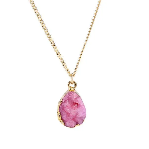 Pink Druzy Stone Necklace