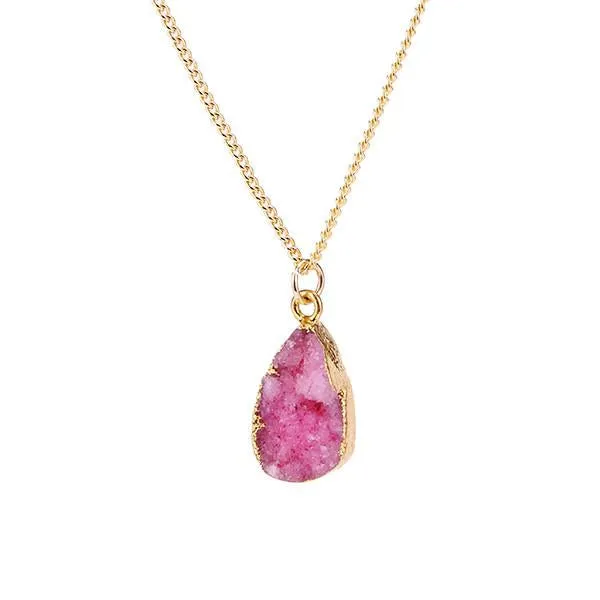 Pink Druzy Stone Necklace