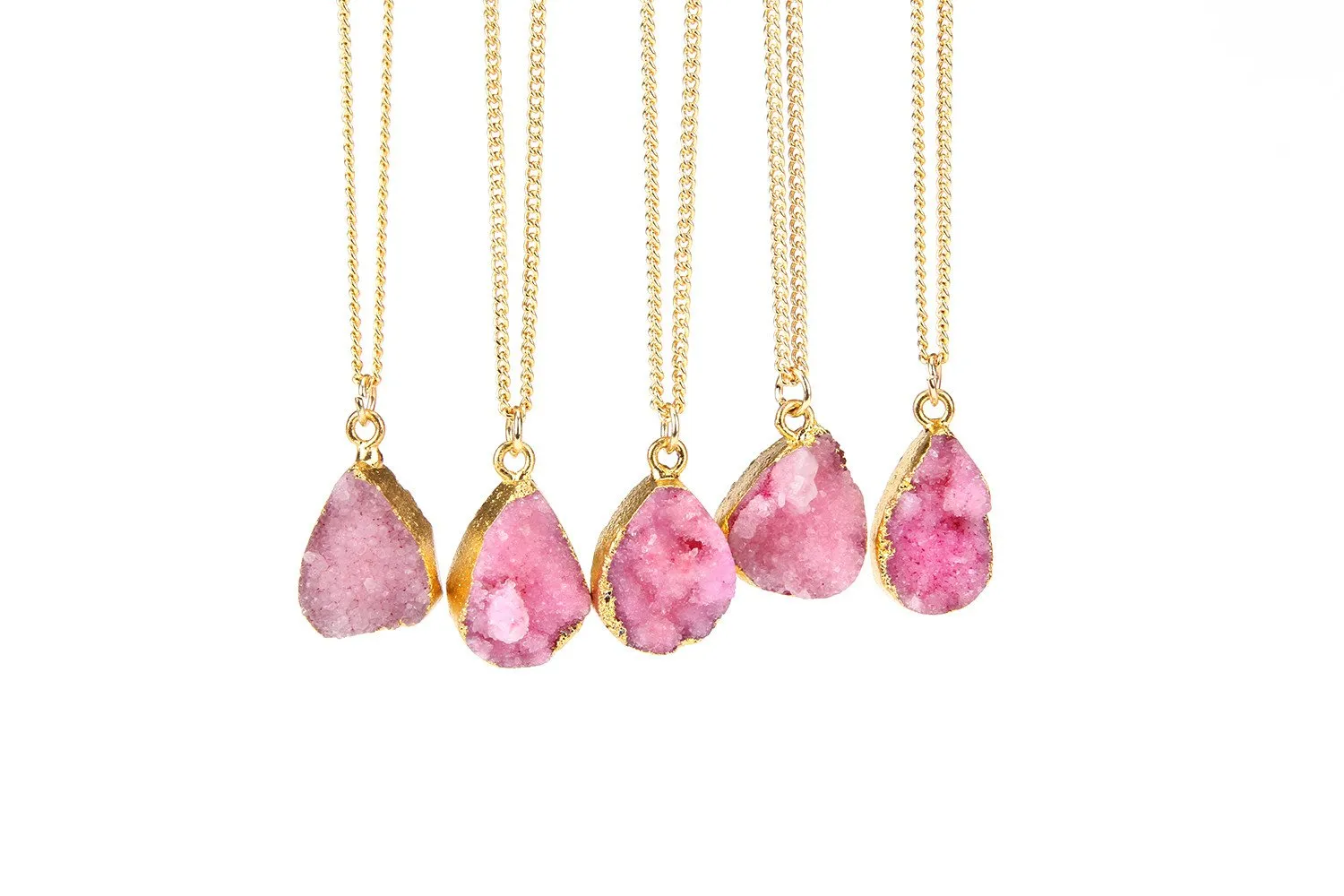 Pink Druzy Stone Necklace