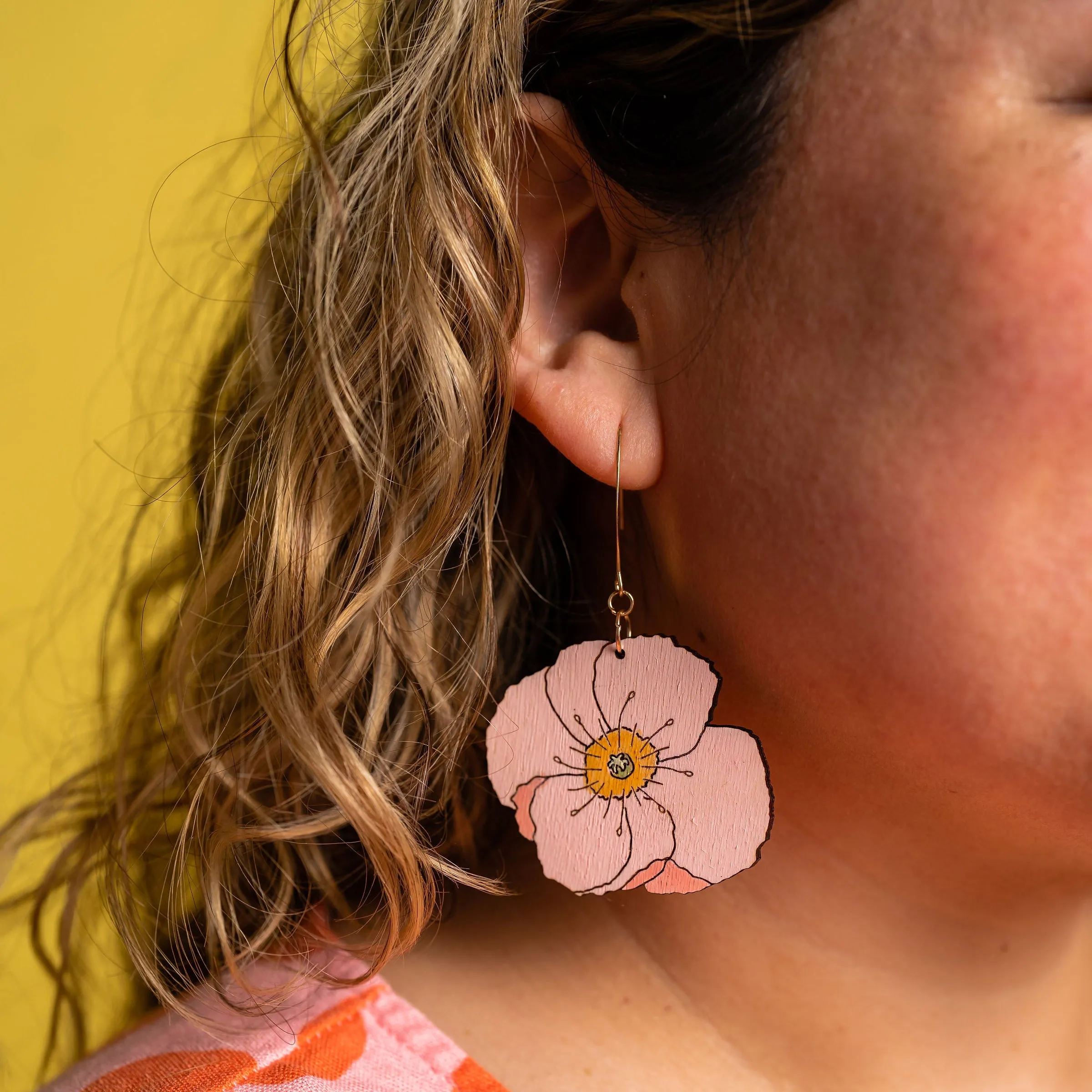 Pink Poppy Earrings by LE CHIC MIAMI
