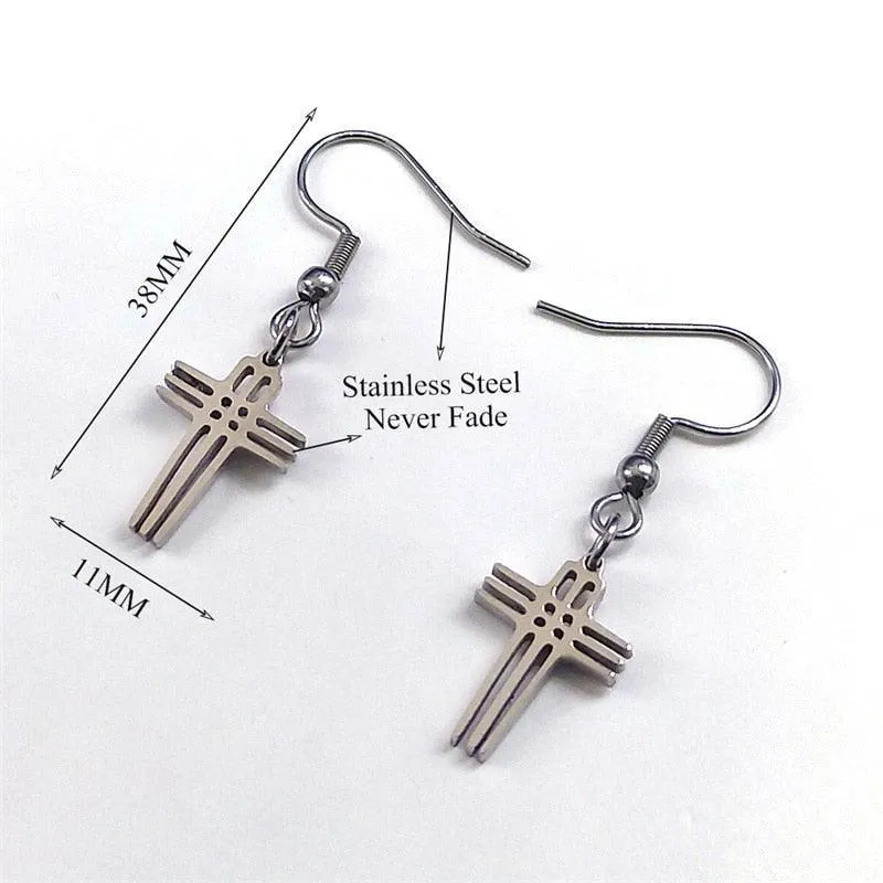 Popular Stainless Steel Long JESUS CROSS Necklaces - Gold Colour Chain Christian Necklaces Jewellery